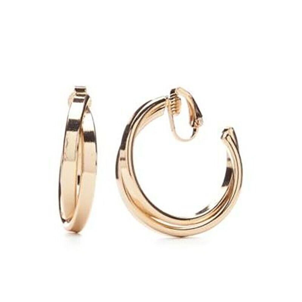 New Directions Gold‎ Tone Cross Hoop Earrings